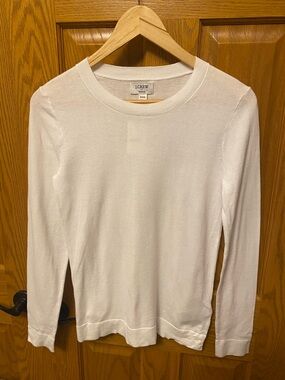 J. Crew White Long-Sleeve Crewneck Top